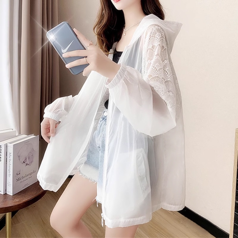 天丝防晒衣女款2026新款长款带帽百搭防晒服外套上衣潮牌开衫夏季