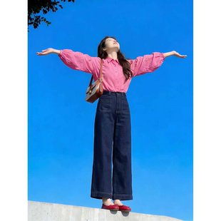 树莓粉色亚麻防晒衬衫女夏季高级感宽松休闲高端衬衣独特漂亮上衣