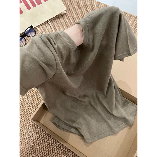 纯色亚麻短袖T恤女夏季薄2
