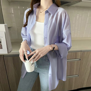 天丝防晒衣女2026新款夏季防晒衫衬衣宽松开衫透气防晒服衬衫上衣
