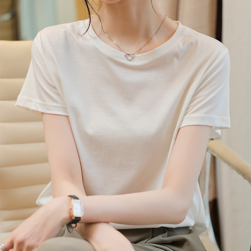 丝光棉显瘦高级感女T恤夏季图片
