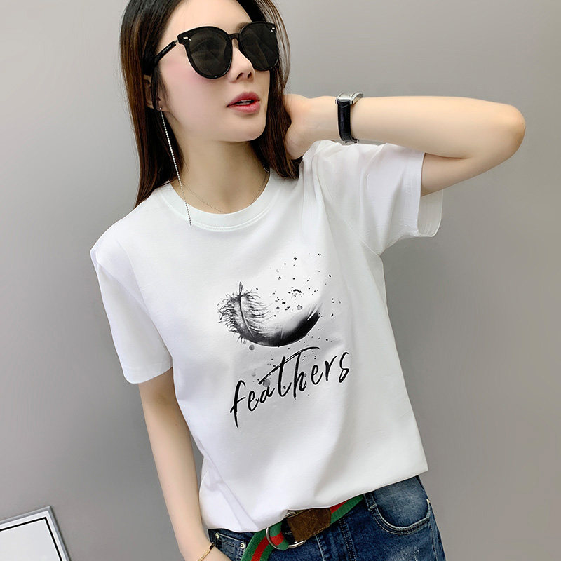 欧货站夏季女装短袖纯棉印花t恤图片