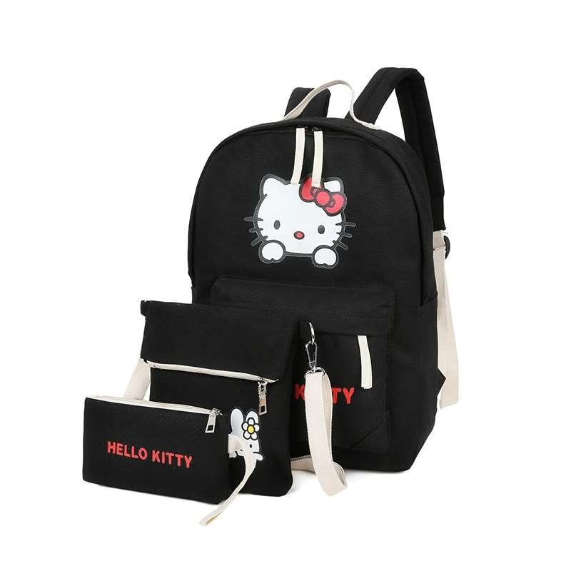 2017學院風帆布初中學生書包夜光卡通hellokitty貓小學生背包新款