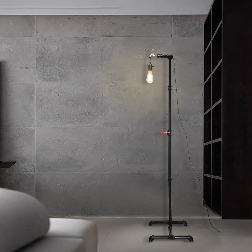 工业风格客厅落地灯复古美式卧室床头立式台灯侘寂沙发角落地灯