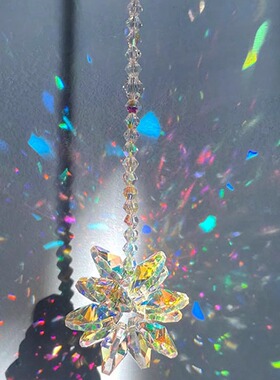 彩虹太阳捕手挂件吊饰创意水晶捕光器风铃配件挂饰彩虹治愈捕梦网