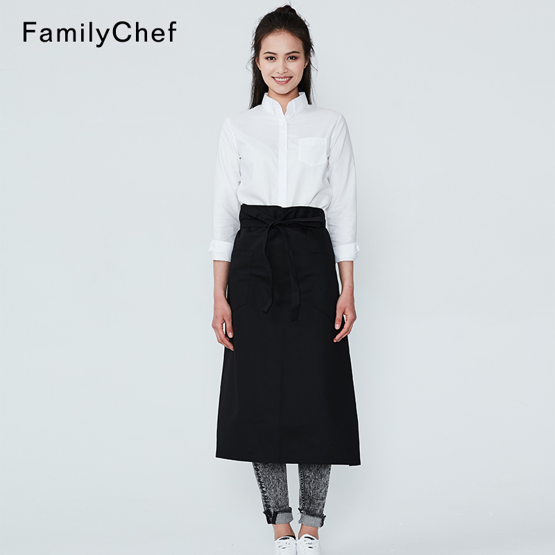 familychef半身黑色酒店短款围裙