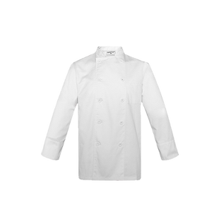 酒店厨师服夏季短袖纯白透气双排扣厨房工作服食堂餐厅饭店七分袖