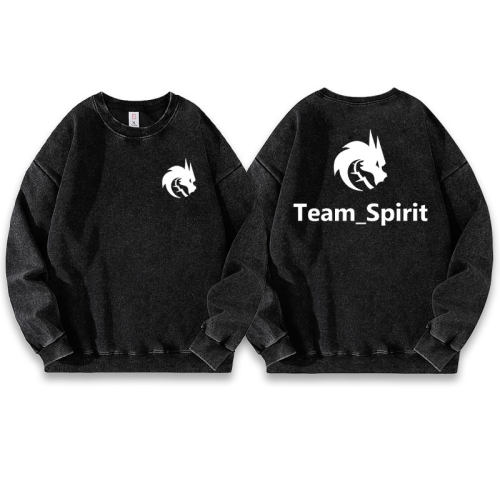 Team_Spirit绿龙csgo比赛dota2战队服水洗落肩袖薄款卫衣衫男女秋