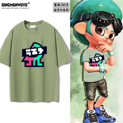 Splatoon喷射战士游戏周边同款cos乌贼娘超宽松oversize重磅T恤夏