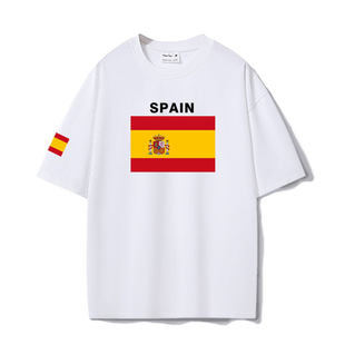 西班牙SPAIN足球超宽松oversize重磅T恤男女队服运动篮球迷衫衣服