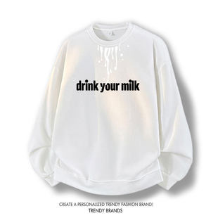 同路人马特波莫孔雀乔纳森贝利同款drink your milk圆领卫衣秋冬