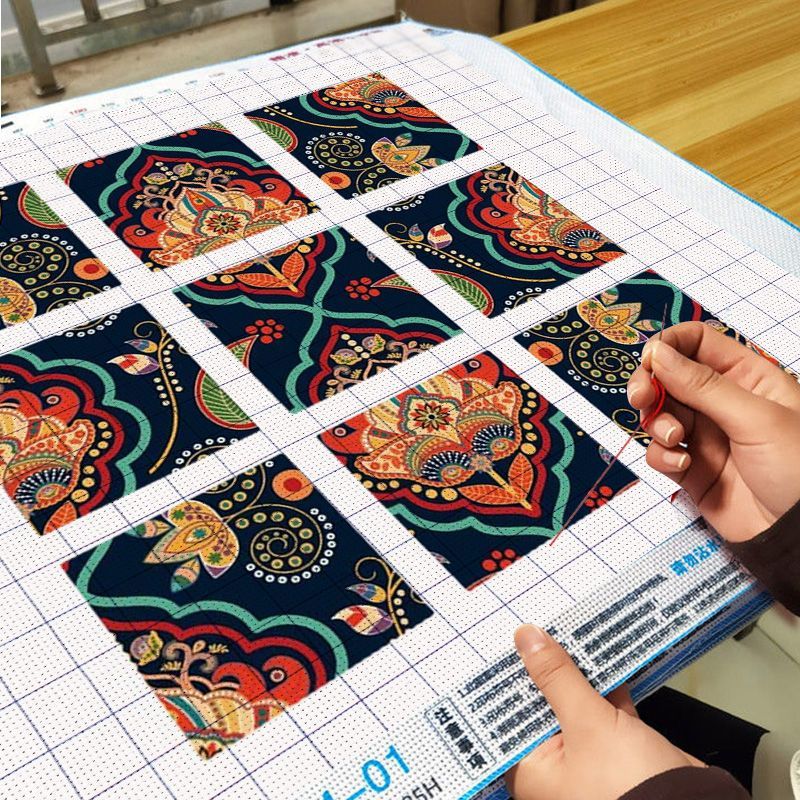 2025新款宋锦风九宫格复古风十字绣简单手工diy刺绣客厅餐厅摆台