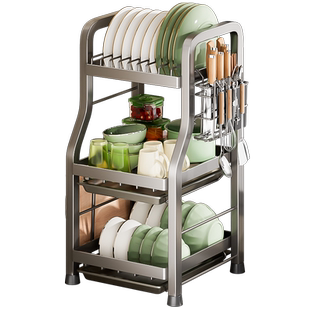 厨房置物架碗碟收纳架窄小型家用多功能放碗架筷盒碗柜碗盘沥水架