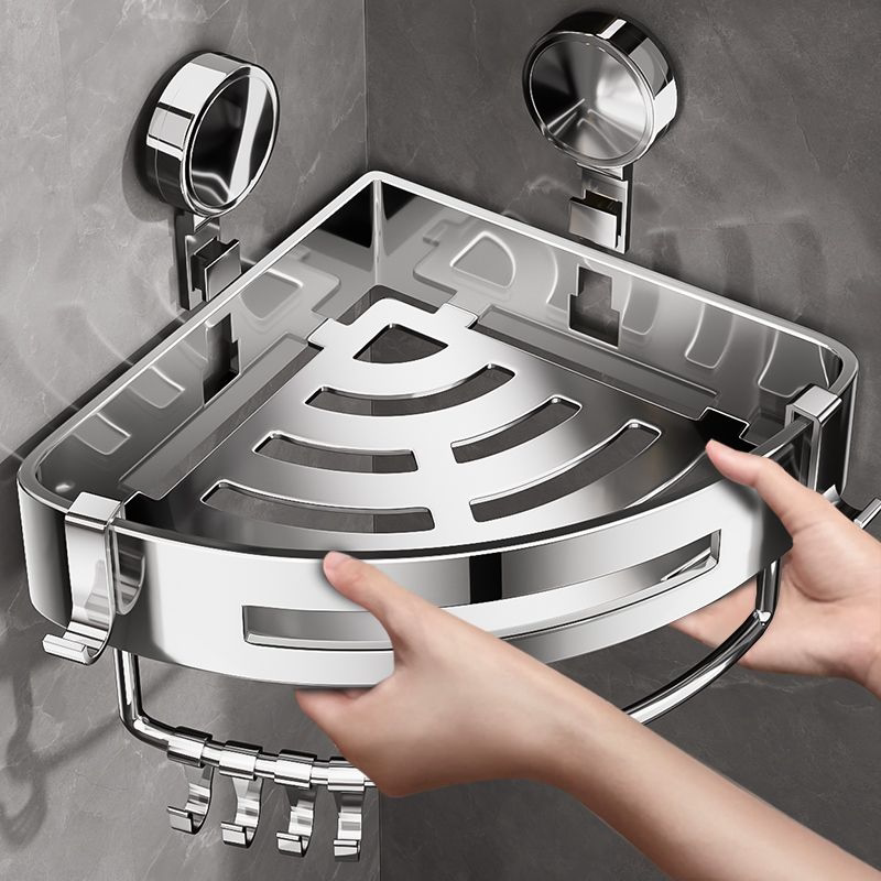 304不锈钢浴室置物架免打孔卫生间厕所吸盘三角篮洗漱台挂墙收纳