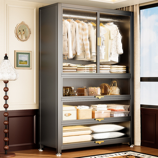 钢制衣柜家用卧室简易组装金属防尘婴儿无甲醛宝宝儿童收纳小衣橱