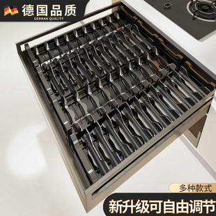 碗碟收纳架厨房抽屉收纳分隔柜内置放盘子沥水碗架拉篮抽拉置物架