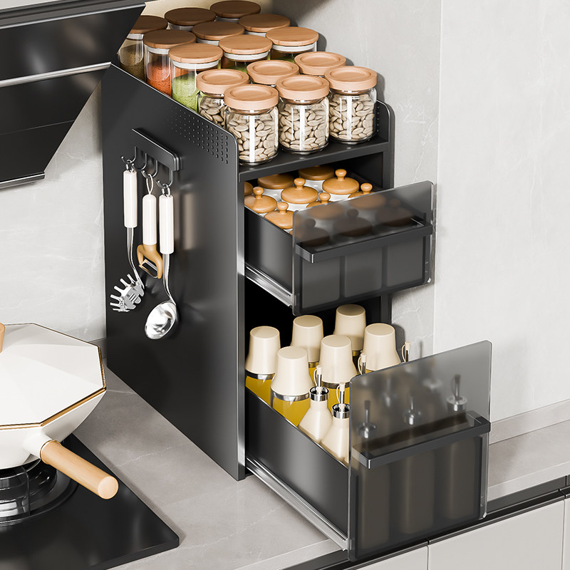 厨房置物架多功能侧面抽拉式抽屉柜极窄边调味品收纳盒台面调料架,厨房/烹饪用具,厨房置物架/置物柜/角架,淘宝优惠券,粉丝福利购,淘宝优惠卷