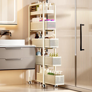 卫生间小推车极窄缝拉篮缝隙收纳柜厨房夹缝置物架冰箱侧面抽拉柜