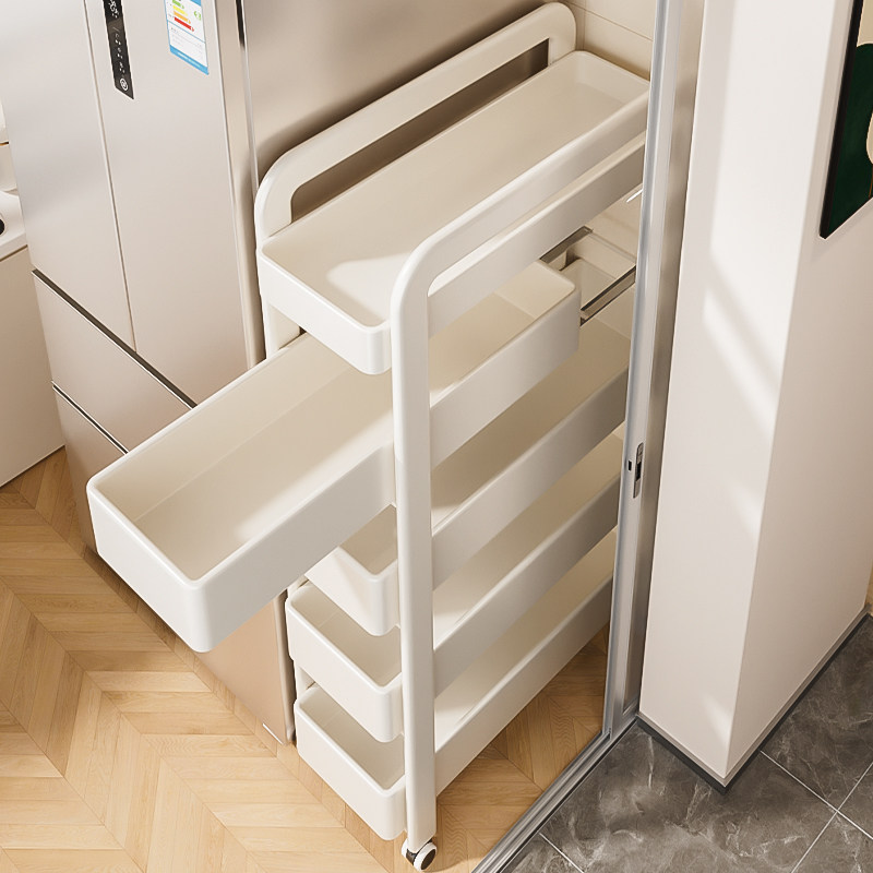 厨房门后夹缝置物架冰箱侧边极窄缝抽拉篮缝隙收纳柜卫生间小推车,收纳整理,缝隙柜,淘宝优惠券,粉丝福利购,淘宝优惠卷