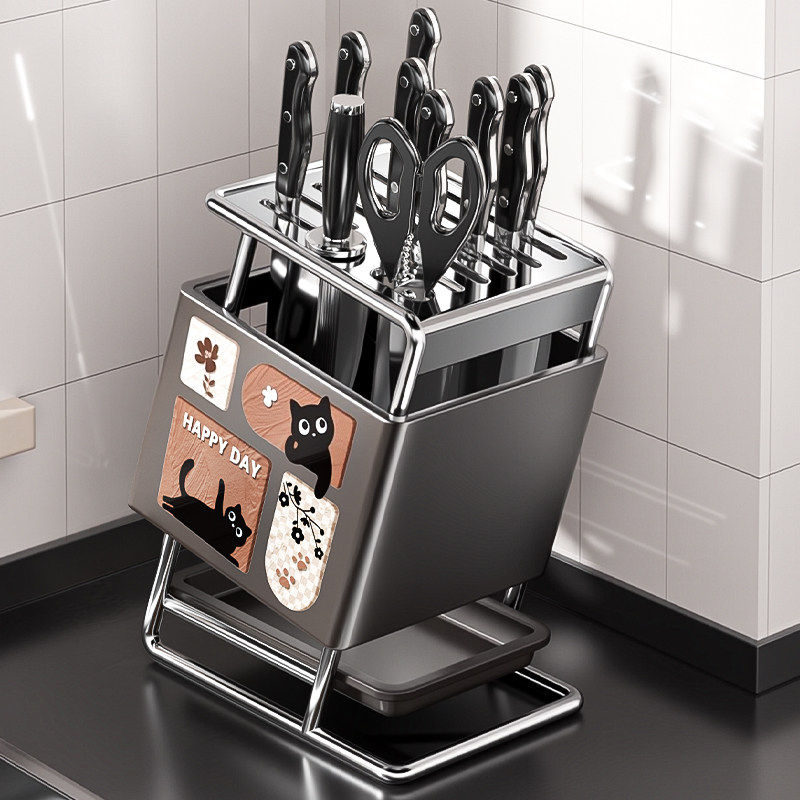 不锈钢厨房刀架置物架台面多功能刀具筷子收纳2025新款菜刀放置座,厨房/烹饪用具,刀架,淘宝优惠券,粉丝福利购,淘宝优惠卷