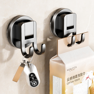 门后吸盘纸巾双挂钩悬挂式多功能手提抽纸挂架厕所厨房壁挂粘钩