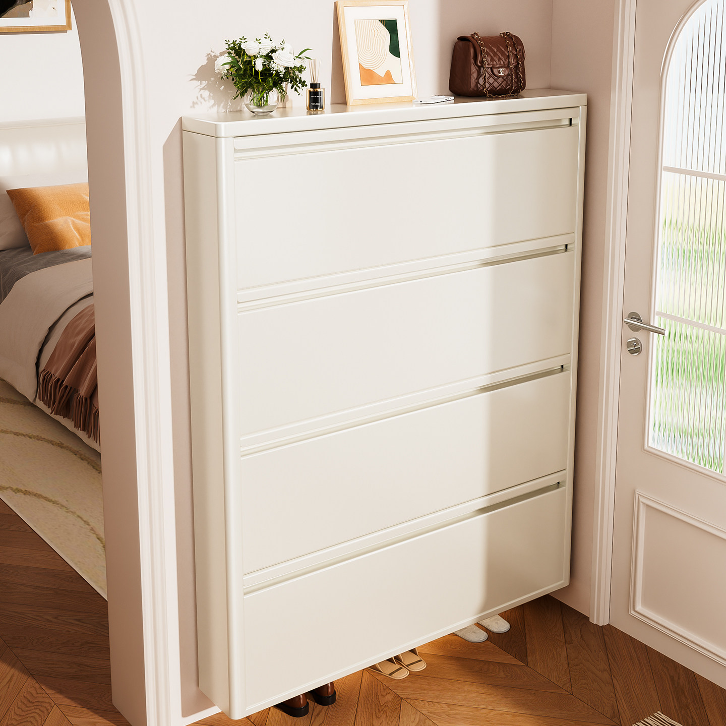 超薄鞋柜2025新款钢制翻斗家用门口极小窄一体靠墙入户玄关柜鞋架,住宅家具,鞋柜,淘宝优惠券,粉丝福利购,淘宝优惠卷