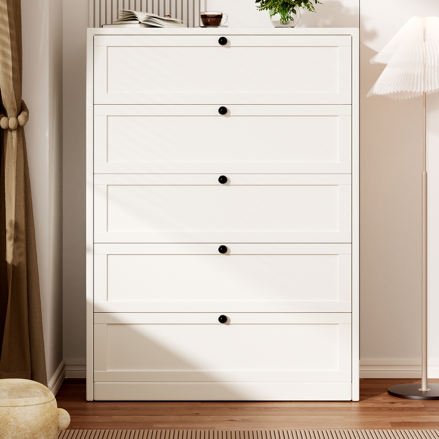 钢制现代简约收纳柜奶油风抽屉柜