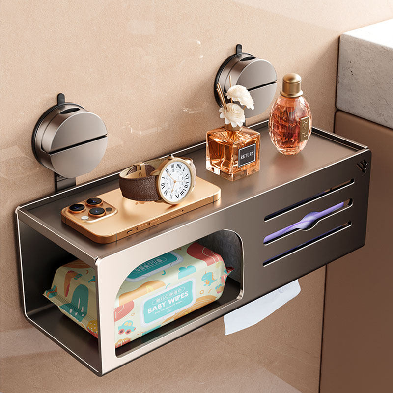 浴室吸盘免打孔纸巾盒厕所置物架厕纸盒手机架卫生间卷纸抽纸收纳