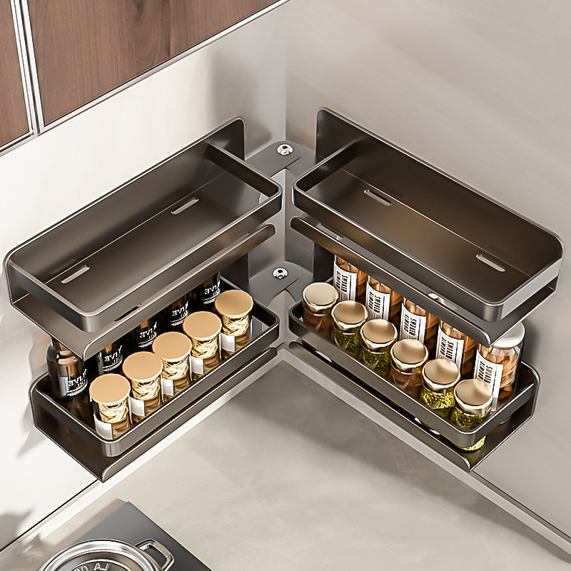 厨房转角置物架多功能壁挂免打孔三角调料架油盐酱醋调味品收纳架