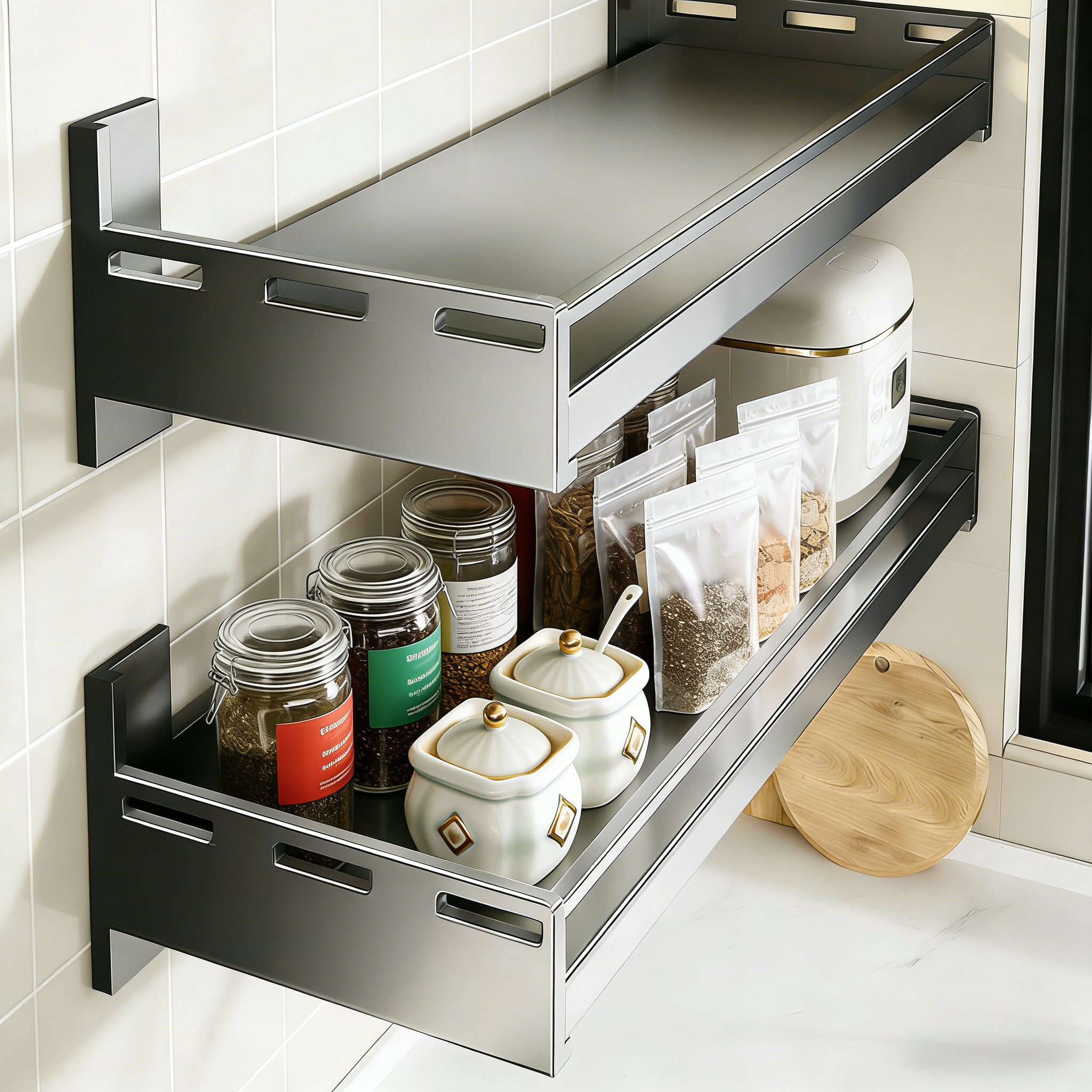 厨房微波炉置物架壁挂式多功能悬空吊柜下挂墙上免打孔调料品收纳,厨房/烹饪用具,厨房置物架/置物柜/角架,淘宝优惠券,粉丝福利购,淘宝优惠卷