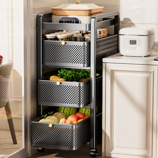 厨房果蔬置物架小推车夹缝落地可移动多层架子多功能放菜篮收纳架