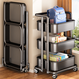 书包置物架带轮可移动书本放置架家用书桌下小推车神器书架收纳柜