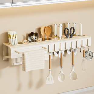 2025新款厨房刀架置物架壁挂免打孔多功能刀具一体筷筒筷笼收纳架