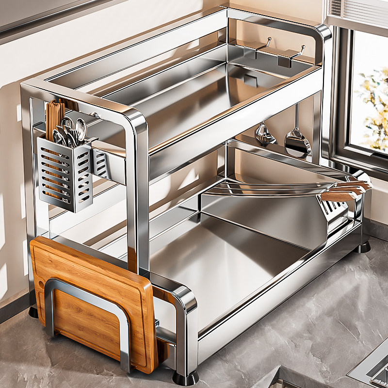 厨房不锈钢调味品置物架台面筷子刀架枪灰多功能调料用品多层收纳,厨房/烹饪用具,厨房置物架/置物柜/角架,淘宝优惠券,粉丝福利购,淘宝优惠卷