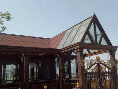 聚氨酯彩钢板盖顶遮阳/隔热断桥铝门窗/德高瓦彩钢露台别墅阳光房