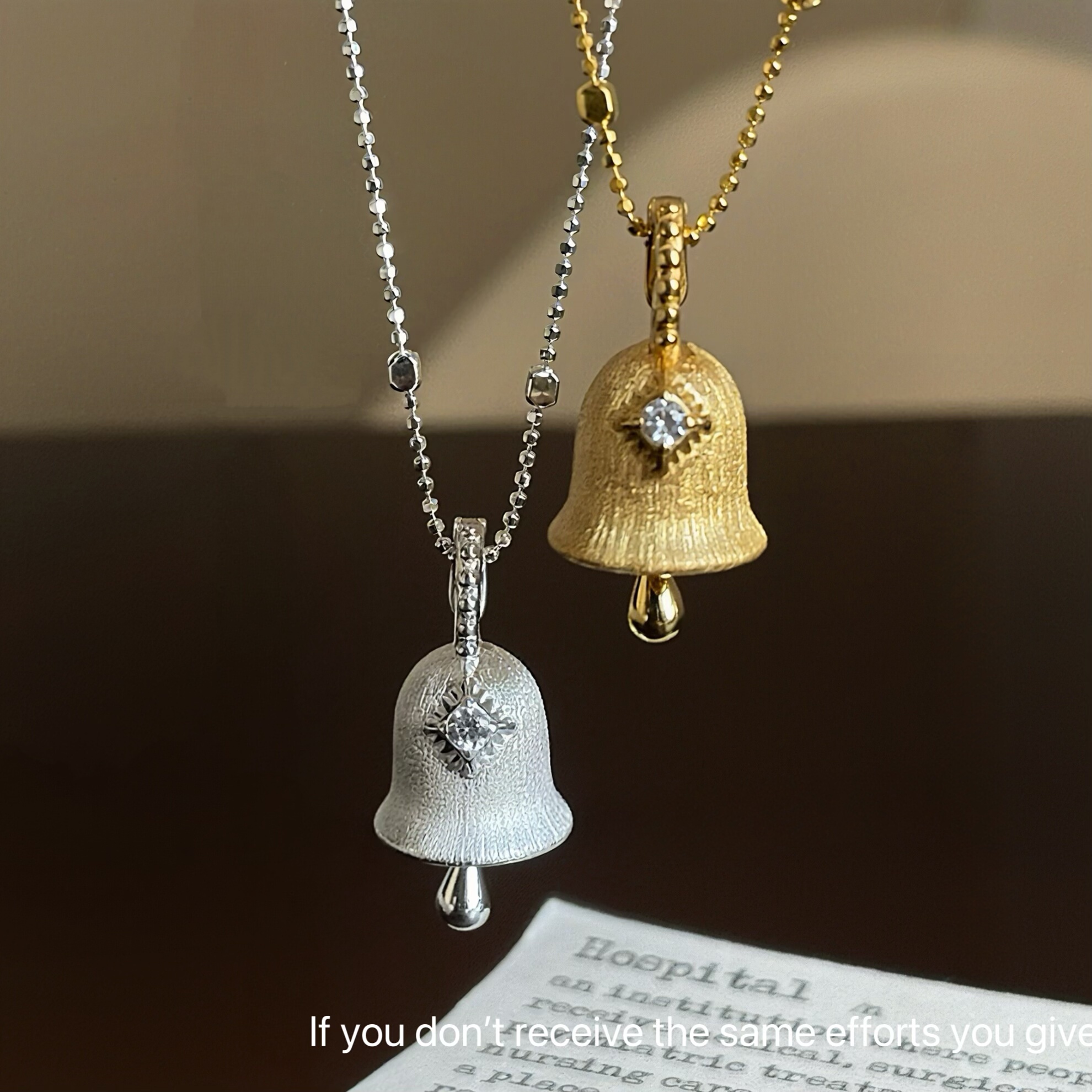 S925纯银拉丝铃铛项链女轻奢小众设计感锁骨颈链2026新款爆款