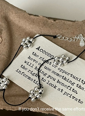 S925纯银韩版圆珠花朵手链小众设计感ins韩式时尚个性简约气质