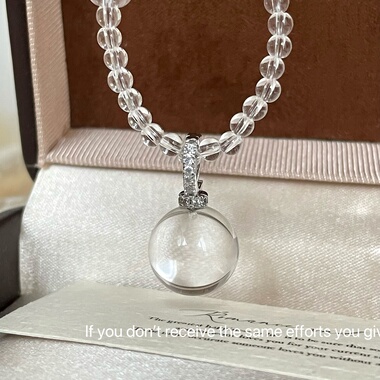 S925纯银天然白水晶万能扣吊坠项链轻奢小众小香风女高级轻奢气质