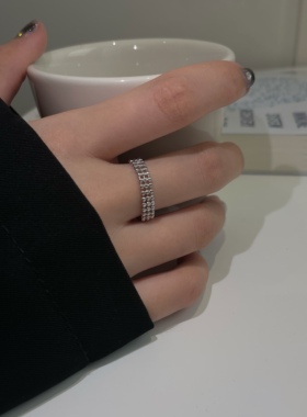 s925纯银链条抽拉戒指ins高级简约风格可调节小众设计风格