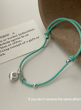 S925纯银福袋银坨坨绳手链女轻奢小众精致高级感编织手绳