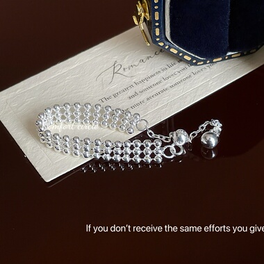 S925纯银抽拉软链条戒指ins小众设计简约百搭可调节食指戒个性