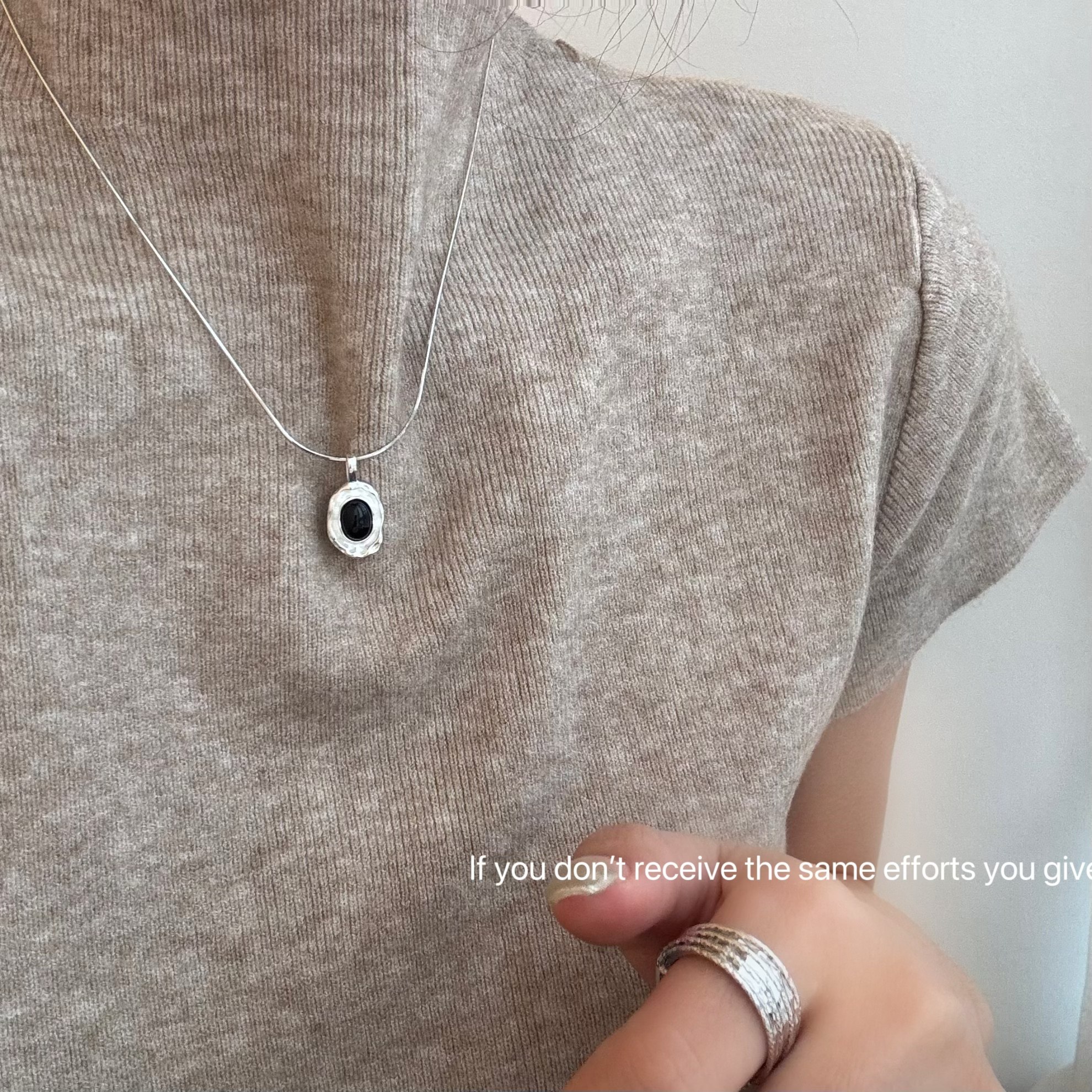 S925纯银韩国气质手工拉长石吊坠项链女轻奢小众高级感挂坠