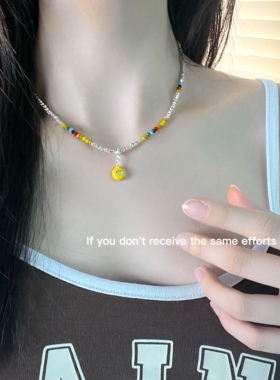 s925纯银彩虹碎银子项链小清新韩版时尚休闲款ins简约风