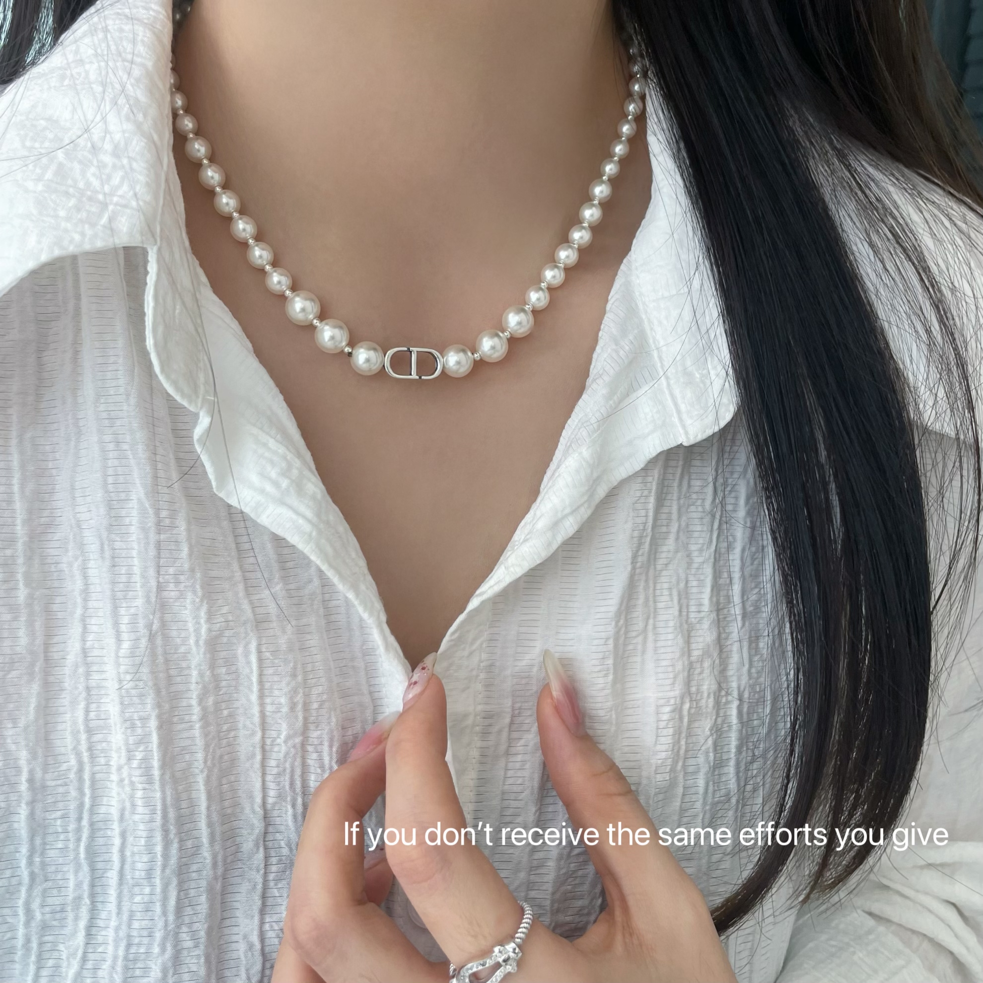 CD珍珠项链女轻奢小香风