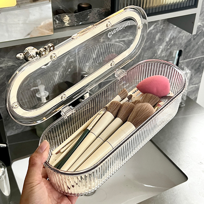 化妆刷子收纳盒有盖分格防尘高颜值整理盒粉扑美妆蛋散粉腮红眉笔