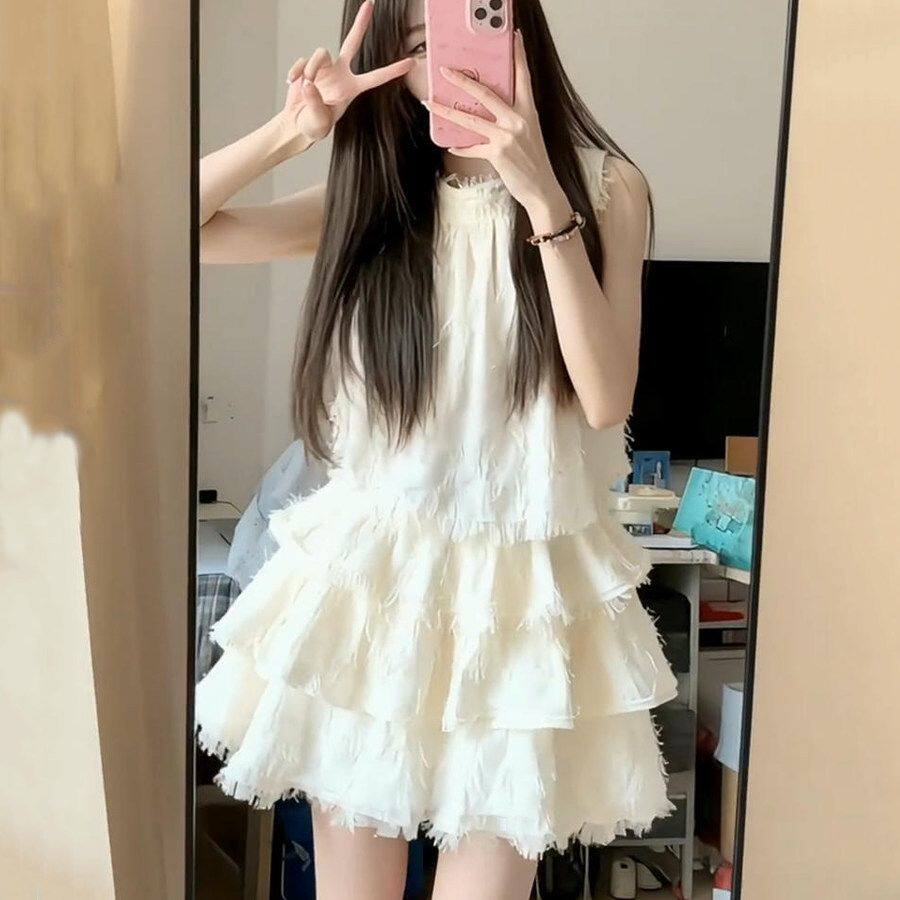 富家千金甜美小香风连衣裙女夏季独特漂亮公主蛋糕裙绝美蓬蓬裙子