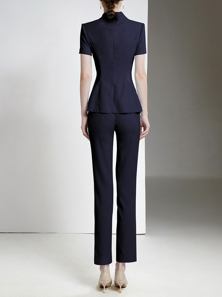 HIGH-END SUITS SKIRTS WOMENS SUMMER SHORT-SLEEVED TEMPERAMENT FRONT DESK PROFESSIONAL FORMAL WEAR THIN HOTEL MANAGER OVERALLS