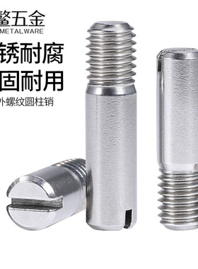 304不锈钢一字槽外螺纹圆柱销带槽销轴螺栓无头螺钉定位销M2M3M10