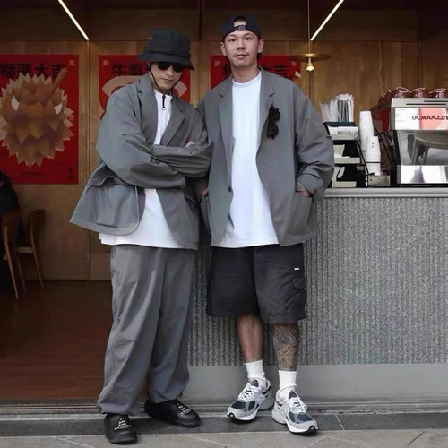 特！P1ER39改良 透气网面机能弹力宽松廓版松弛男士休闲西服外套