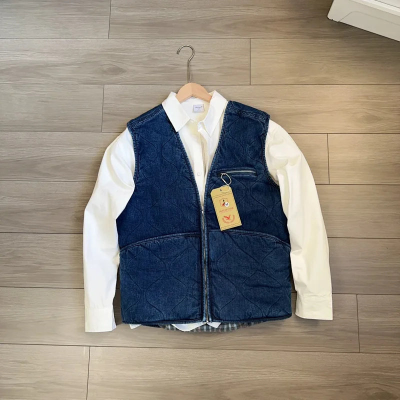 重工磨白Vintage美式咔叽加厚复古叠穿V领男士休闲牛仔棉马甲坎肩,男装,常规马甲,淘宝优惠券,粉丝福利购,淘宝优惠卷